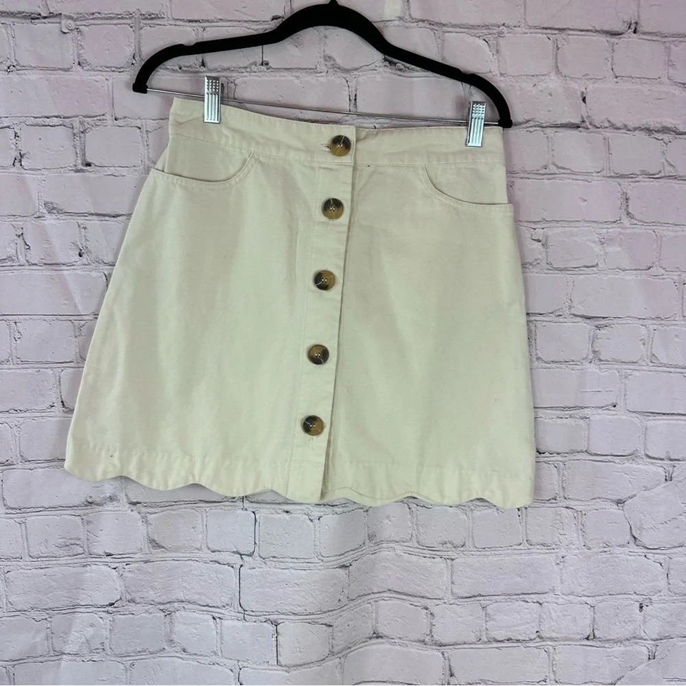 blu pepper cotton tulip edge mini skirt sz medium minimalist boho twee neutral